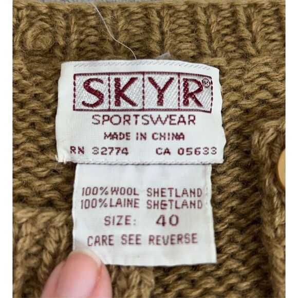 Women’s SHETLAND WOOL Green Leaves Cardigan sz40 - Picture 8 of 8